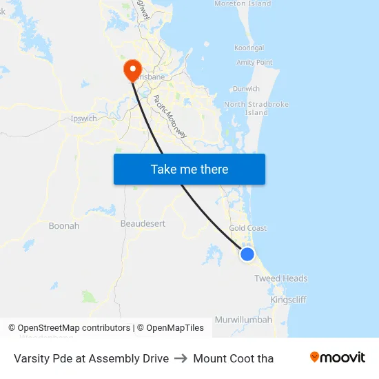 Varsity Pde at Assembly Drive to Mount Coot tha map