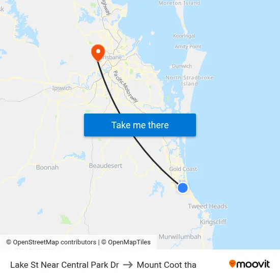 Lake St Near Central Park Dr to Mount Coot tha map