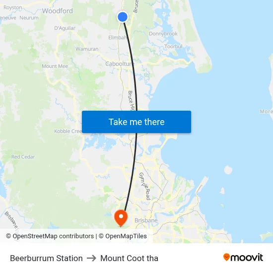 Beerburrum Station to Mount Coot tha map