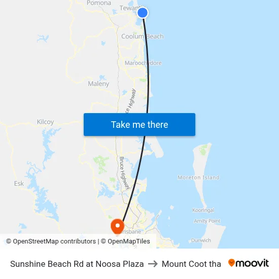 Sunshine Beach Rd at Noosa Plaza to Mount Coot tha map