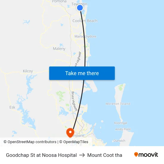 Goodchap St at Noosa Hospital to Mount Coot tha map