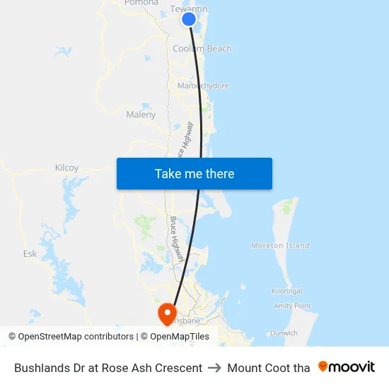 Bushlands Dr at Rose Ash Crescent to Mount Coot tha map