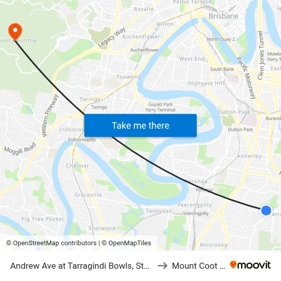 Andrew Ave at Tarragindi Bowls, Stop 38a to Mount Coot tha map