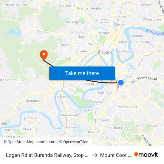 Logan Rd at Buranda Railway, Stop 14/16 to Mount Coot tha map
