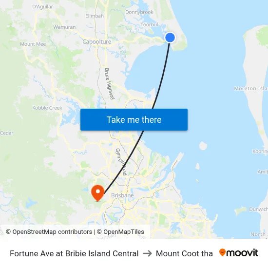 Fortune Ave at Bribie Island Central to Mount Coot tha map