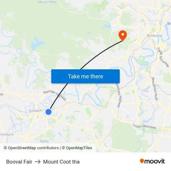 Booval Fair to Mount Coot tha map