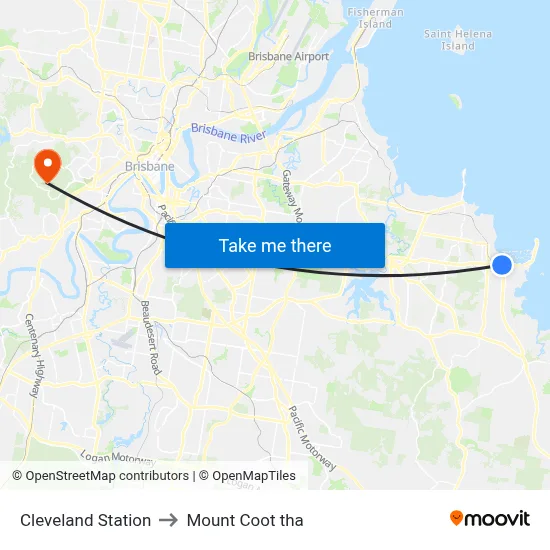 Cleveland Station to Mount Coot tha map