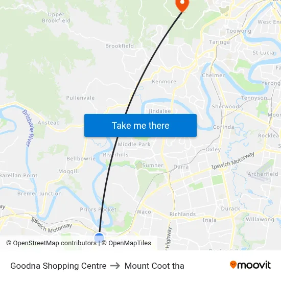 Goodna Shopping Centre to Mount Coot tha map