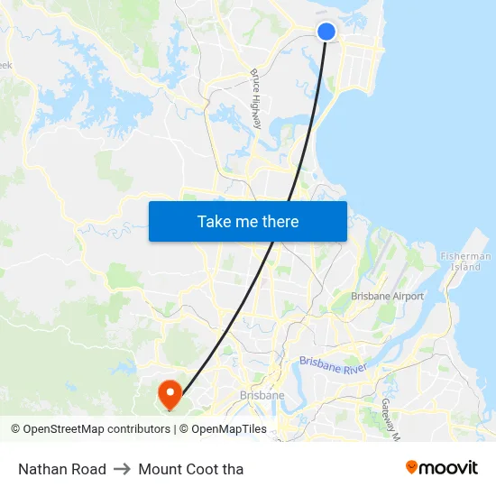 Nathan Road to Mount Coot tha map