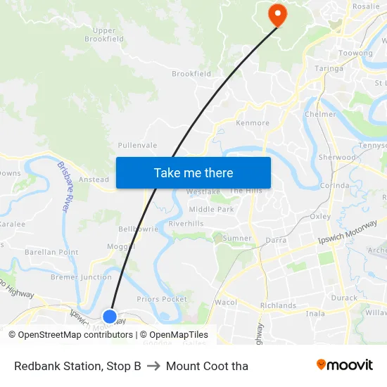Redbank Station, Stop B to Mount Coot tha map