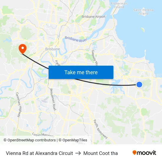 Vienna Rd at Alexandra Circuit to Mount Coot tha map