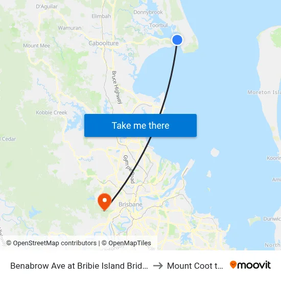 Benabrow Ave at Bribie Island Bridge to Mount Coot tha map