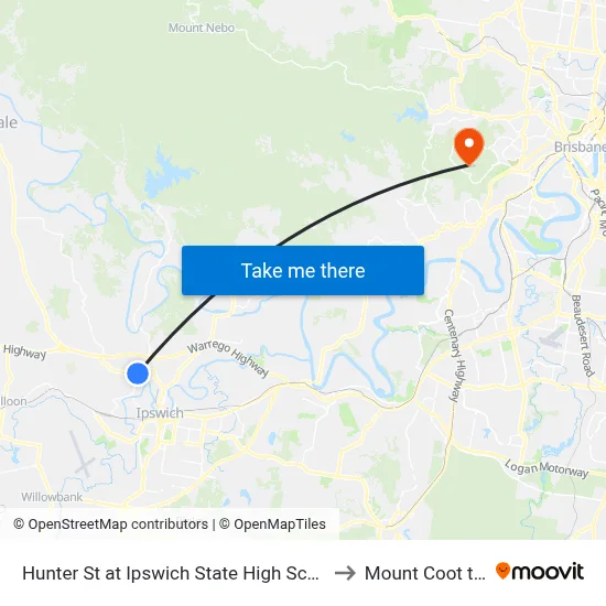 Hunter St at Ipswich State High School to Mount Coot tha map