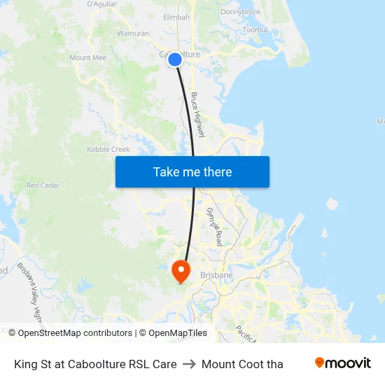 King St at Caboolture RSL Care to Mount Coot tha map
