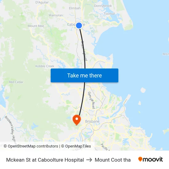 Mckean St at Caboolture Hospital to Mount Coot tha map