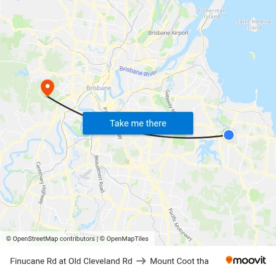 Finucane Rd at Old Cleveland Rd to Mount Coot tha map