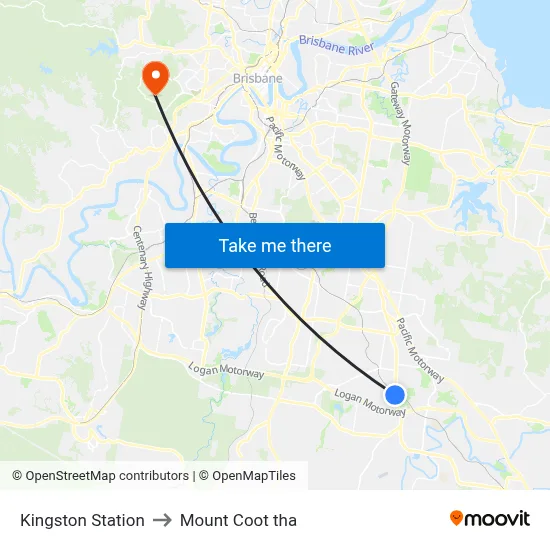 Kingston Station to Mount Coot tha map