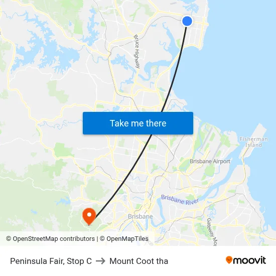 Peninsula Fair, Stop C to Mount Coot tha map
