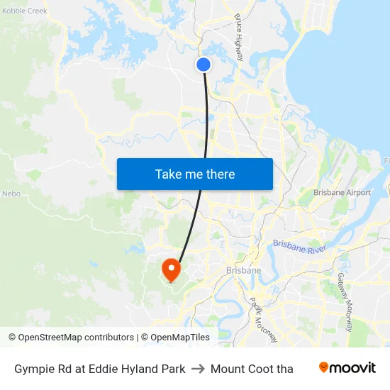 Gympie Rd at Eddie Hyland Park to Mount Coot tha map