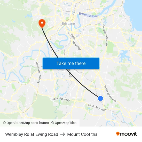 Wembley Rd at Ewing Road to Mount Coot tha map