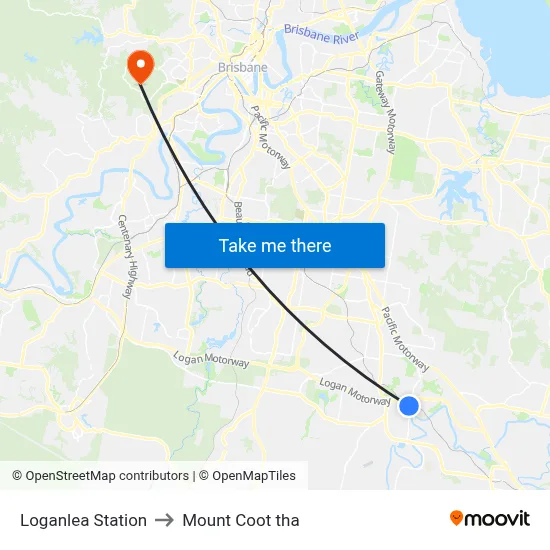 Loganlea Station to Mount Coot tha map