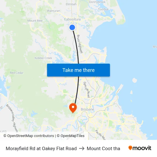 Morayfield Rd at Oakey Flat Road to Mount Coot tha map
