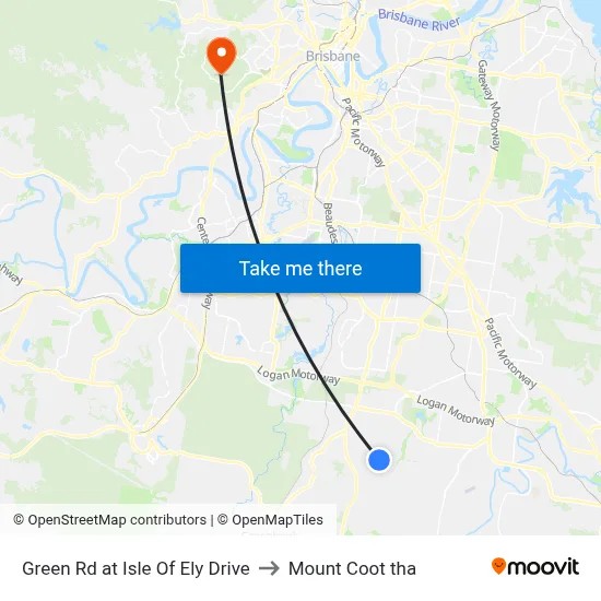 Green Rd at Isle Of Ely Drive to Mount Coot tha map