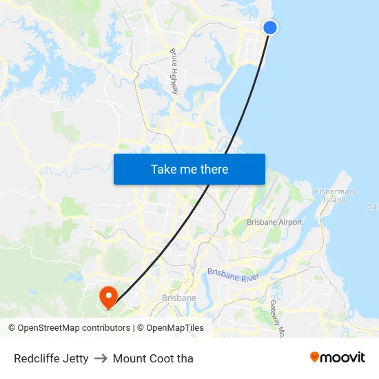 Redcliffe Jetty to Mount Coot tha map