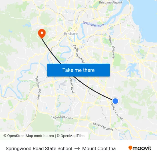 Springwood Road State School to Mount Coot tha map