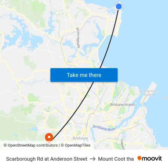 Scarborough Rd at Anderson Street to Mount Coot tha map