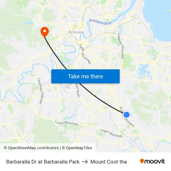 Barbaralla Dr at Barbaralla Park to Mount Coot tha map