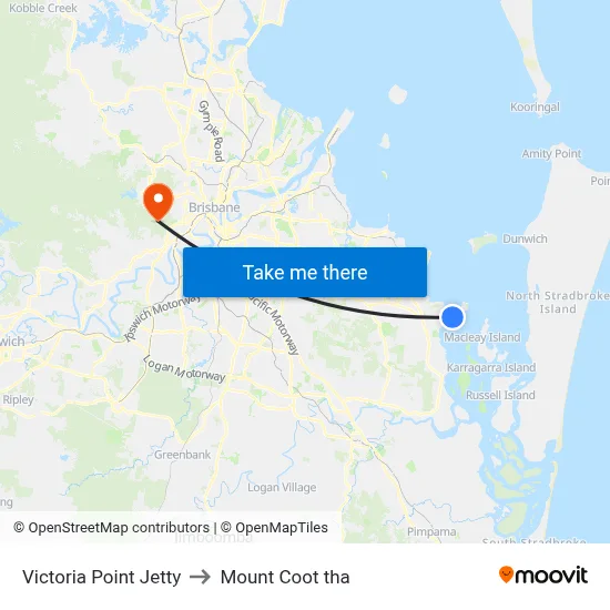 Victoria Point Jetty to Mount Coot tha map