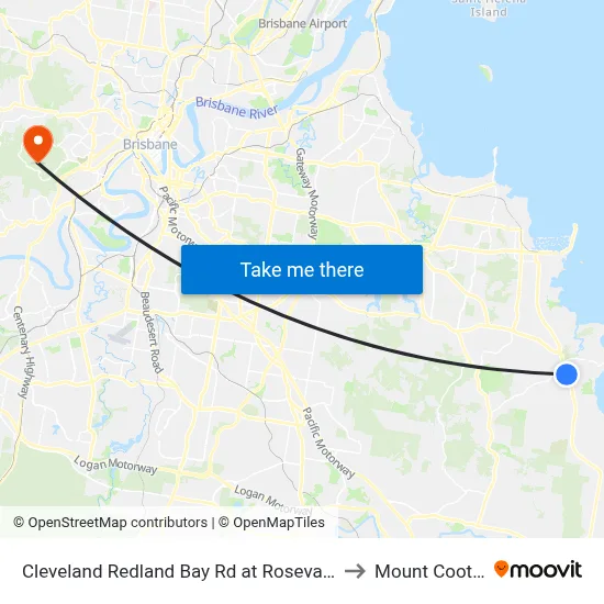 Cleveland Redland Bay Rd at Rosevale Court to Mount Coot tha map