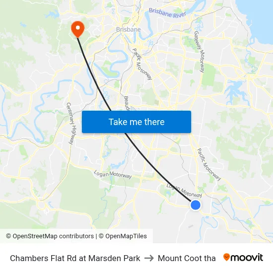 Chambers Flat Rd at Marsden Park to Mount Coot tha map