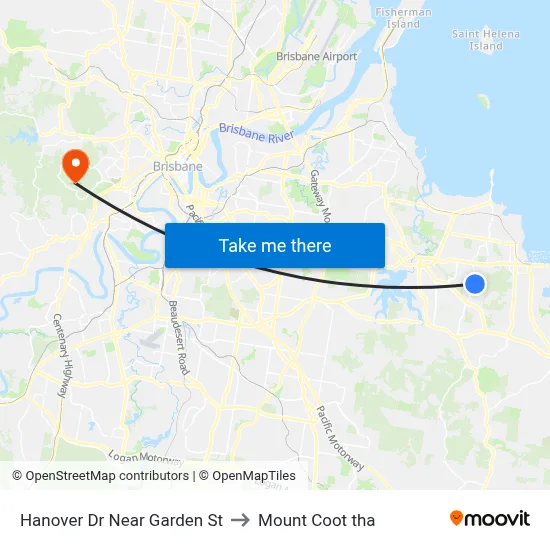 Hanover Dr Near Garden St to Mount Coot tha map