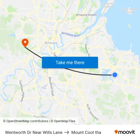 Wentworth Dr Near Wills Lane to Mount Coot tha map