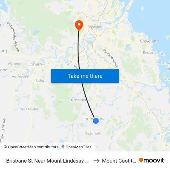Brisbane St Near Mount Lindesay Hwy to Mount Coot tha map