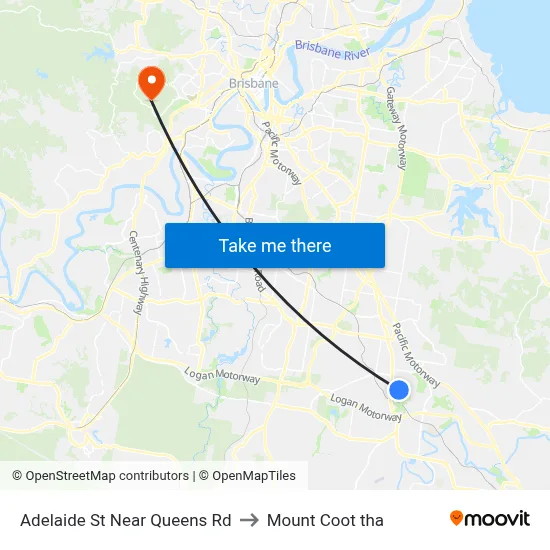 Adelaide St Near Queens Rd to Mount Coot tha map