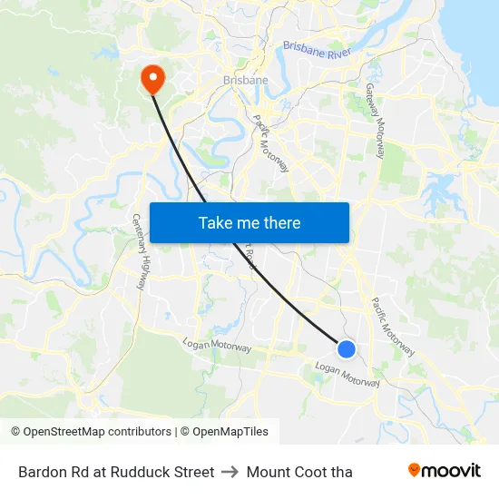Bardon Rd at Rudduck Street to Mount Coot tha map