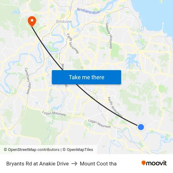 Bryants Rd at Anakie Drive to Mount Coot tha map