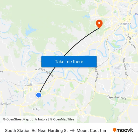 South Station Rd Near Harding St to Mount Coot tha map