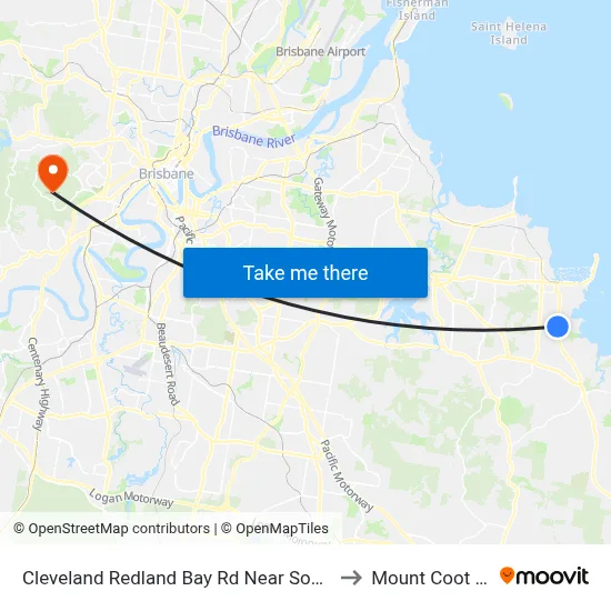 Cleveland Redland Bay Rd Near South St to Mount Coot tha map