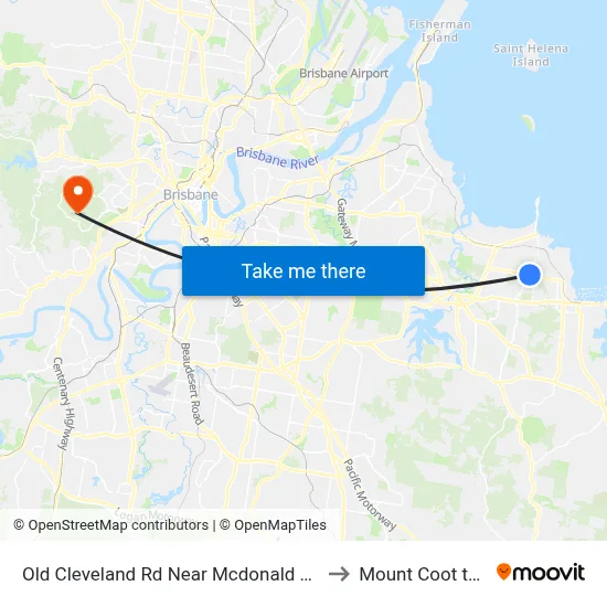 Old Cleveland Rd Near Mcdonald Rd to Mount Coot tha map