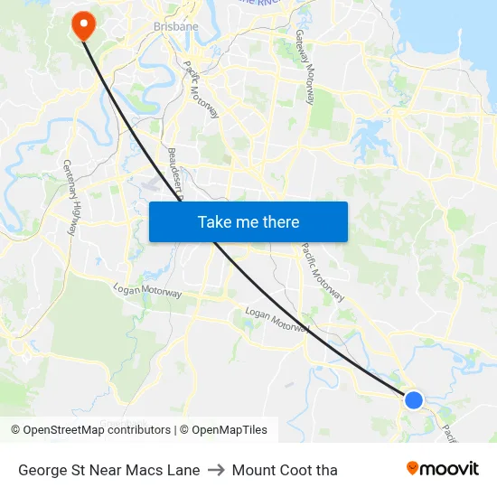 George St Near Macs Lane to Mount Coot tha map