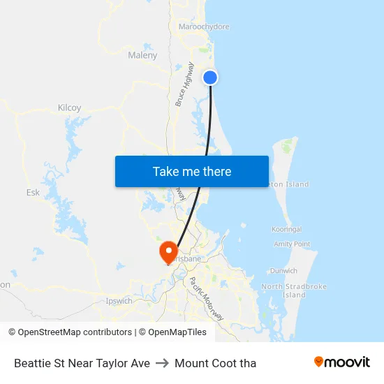 Beattie St Near Taylor Ave to Mount Coot tha map