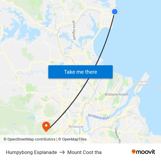 Humpybong Esplanade to Mount Coot tha map