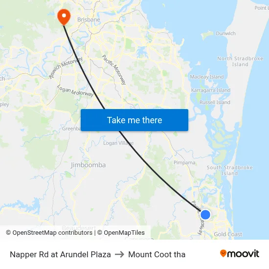 Napper Rd at Arundel Plaza to Mount Coot tha map