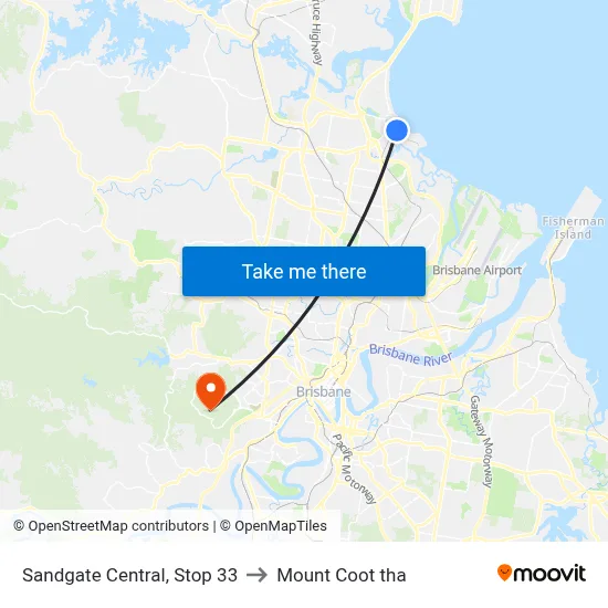 Sandgate Central, Stop 33 to Mount Coot tha map