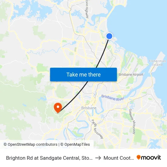 Brighton Rd at Sandgate Central, Stop 34/33 to Mount Coot tha map