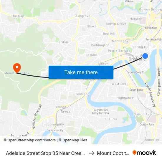 Adelaide Street Stop 35 Near Creek St to Mount Coot tha map